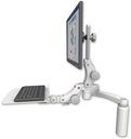 AccessMount™ Ultra 550 LCD desk mount with a 7.5" riser, a 12" flat paralink keyboard tray, and a 20" double-arm