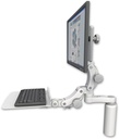 AccessMount™ Ultra 550 LCD desk mount with a 7.5" riser, a 12" flat paralink keyboard tray, and an 6" arm