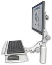 AccessMount™ Ultra 550 LCD desk mount with a 7.5" riser and a paralink keyboard tray w/ wrist rest bend
