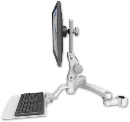 AccessMount™ Ultra 550 LCD mount for a 1.5" pole with a 12" flat keyboard tray and a 20" double-arm