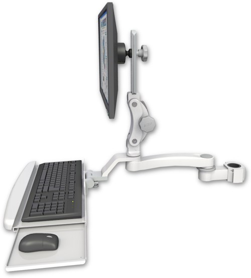 AccessMount™ Ultra 550 LCD mount for a 1.5" pole with a wrist-rest keyboard tray and an 11" arm