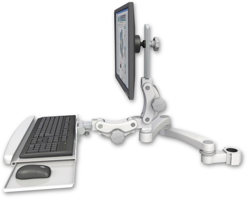 AccessMount™ Ultra 550 LCD mount for a 1.75" pole with a paralink keyboard tray w/ wrist rest bend and a 20" double-arm