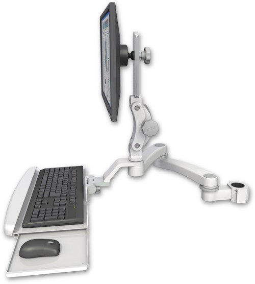 AccessMount™ Ultra 550 LCD mount for a 1.75" pole with a wrist-rest keyboard tray and a 20" double-arm