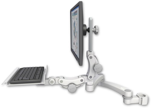AccessMount™ Ultra 550 LCD mount for a 2" pole with a 12" paralink keyboard tray and a 20" double-arm