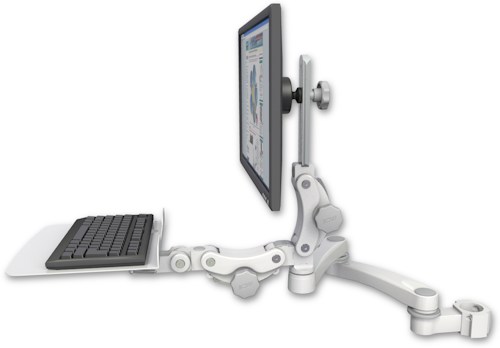 AccessMount™ Ultra 550 LCD mount for a 2" pole with a 12" flat paralink keyboard tray and a 20" double-arm