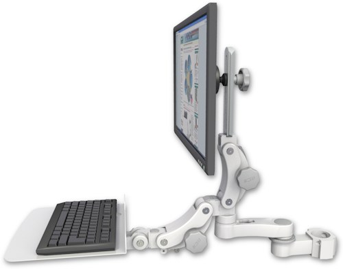 AccessMount™ Ultra 550 LCD mount for a 2" pole with a 12" flat paralink keyboard tray and an 6" arm