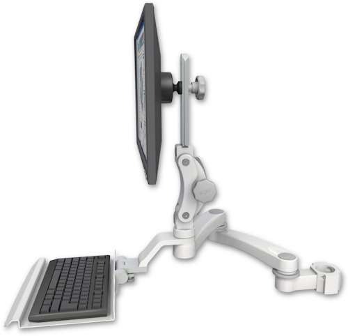 AccessMount™ Ultra 550 LCD mount for a 2" pole with a 12" keyboard tray and a 20" double-arm