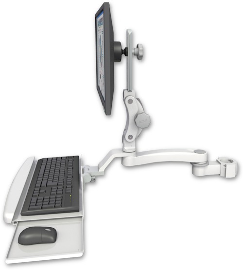 AccessMount™ Ultra 550 LCD mount for a 2" pole with a wrist-rest keyboard tray and an 11" arm