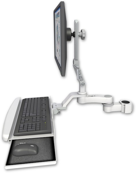 AccessMount™ Ultra 510 LCD mount for a 1.75" pole with a wrist-rest keyboard tray and an 6" arm