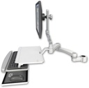 AccessMount™ Ultra 510 LCD mount for a 1.75" pole with a work surface tray and slide-out keyboard tray and a 20" double-arm