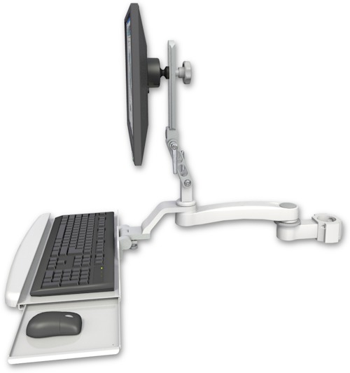 AccessMount™ Ultra 510 LCD mount for a 2" pole with a wrist-rest keyboard tray and an 11" arm
