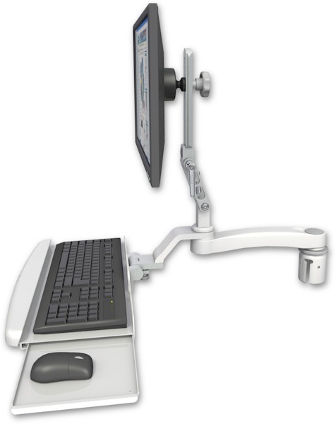 AccessMount™ Ultra 510 LCD mount for a 2" radius with a wrist-rest keyboard tray and an 11" arm