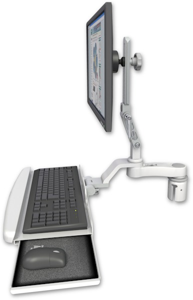 AccessMount™ Ultra 510 LCD mount for a 2" radius with a wrist-rest keyboard tray and an 6" arm