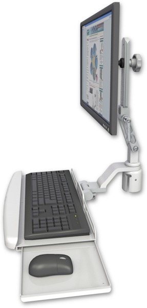 AccessMount™ Ultra 510 LCD mount for a 2" radius with a wrist-rest keyboard tray