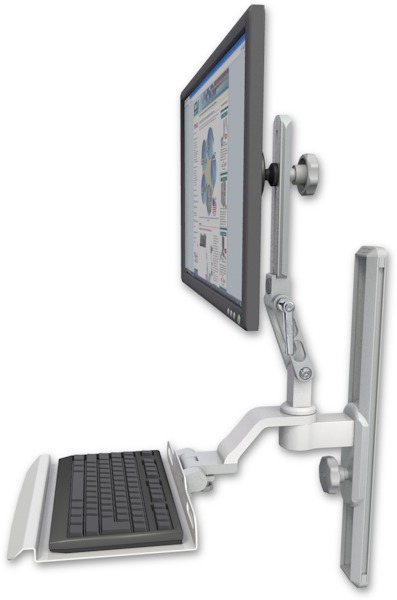 AccessMount™ Ultra 510 LCD mount on a 19" wall track slider with a 12" keyboard tray