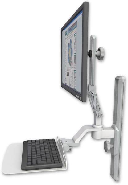 AccessMount™ Ultra 510 LCD mount on a 19" wall track slider with a 12" flat keyboard tray