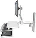 AccessMount™ Ultra 510 LCD mount on a 19" wall track slider with a work surface tray and slide-out keyboard tray and an 11" arm