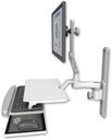 AccessMount™ Ultra 510 LCD mount on a 19" wall track slider with a work surface tray and slide-out keyboard tray and an 6" arm