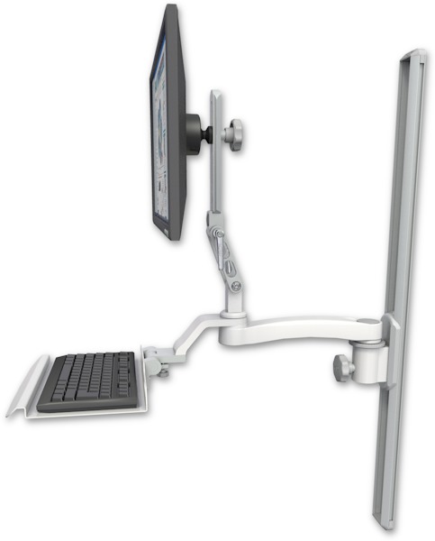 AccessMount™ Ultra 510 LCD mount on a 36" wall track slider with a 12" keyboard tray and an 11" arm