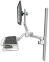 AccessMount™ Ultra 510 LCD mount on a 36" wall track slider with a wrist-rest keyboard tray and a 20" double-arm