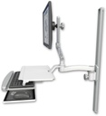 AccessMount™ Ultra 510 LCD mount on a 36" wall track slider with a work surface tray and slide-out keyboard tray and an 11" arm