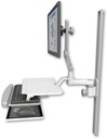 AccessMount™ Ultra 510 LCD mount on a 36" wall track slider with a work surface tray and slide-out keyboard tray and an 6" arm