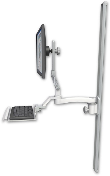 AccessMount™ Ultra 510 LCD mount on a 50" wall track slider with a 12" keyboard tray and an 11" arm