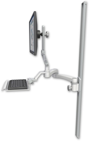 AccessMount™ Ultra 510 LCD mount on a 50" wall track slider with a 12" keyboard tray and a 20" double-arm