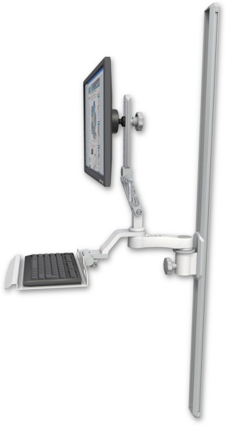 AccessMount™ Ultra 510 LCD mount on a 50" wall track slider with a 12" keyboard tray and an 6" arm