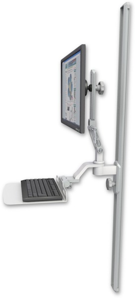 AccessMount™ Ultra 510 LCD mount on a 50" wall track slider with a 12" flat keyboard tray