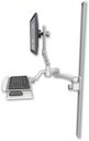 AccessMount™ Ultra 510 LCD mount on a 50" wall track slider with a wrist-rest keyboard tray and a 20" double-arm