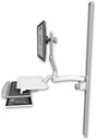 AccessMount™ Ultra 510 LCD mount on a 50" wall track slider with a work surface tray and slide-out keyboard tray and an 11" arm