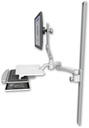AccessMount™ Ultra 510 LCD mount on a 50" wall track slider with a work surface tray and slide-out keyboard tray and a 20" double-arm