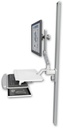 AccessMount™ Ultra 510 LCD mount on a 50" wall track slider with a work surface tray and slide-out keyboard tray