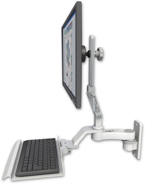AccessMount™ Ultra 510 LCD wall mount with a 12" keyboard tray and an 6" arm