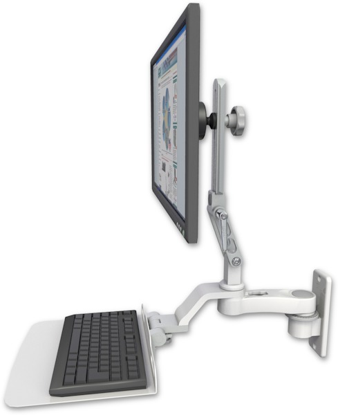 AccessMount™ Ultra 510 LCD wall mount with a 12" flat keyboard tray and an 6" arm