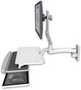 AccessMount™ Ultra 510 LCD wall mount with a work surface tray and slide-out keyboard tray and an 11" arm