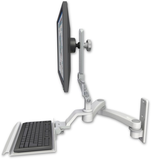 AccessMount™ Ultra 510 LCD wall mount with a 12" keyboard tray and a 20" double-arm