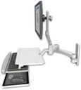 AccessMount™ Ultra 510 LCD wall mount with a work surface tray and slide-out keyboard tray and a 20" double-arm