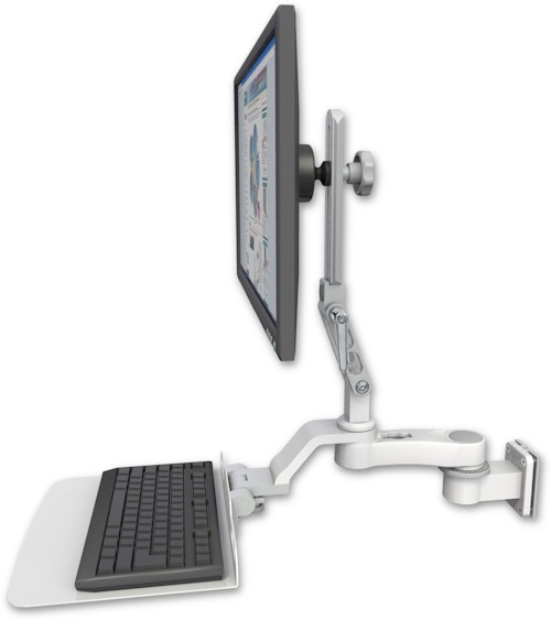 AccessMount™ Ultra 510 LCD 3.5" wall mount with a 12" flat keyboard tray and an 6" arm