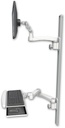AccessMount™ Ultra 500 LCD mount on a 50" wall track with separate arms, a wrist-rest keyboard tray, and an 11" arm and 20" double-arm