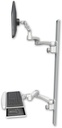 AccessMount™ Ultra 500 LCD mount on a 50" wall track with separate arms, a wrist-rest keyboard tray, and two 20" double-arms