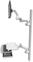 AccessMount™ Ultra 500 LCD mount on a 50" wall track with separate arms, a work surface tray and slide-out keyboard tray, and two 20" double-arms