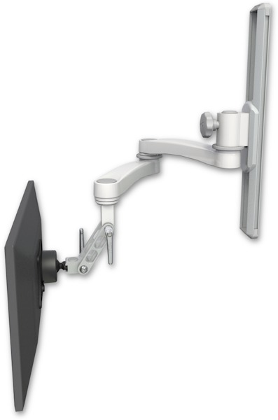 AccessMount™ Inverted Ultra 500 LCD mount on a 19" wall track slider with a 20" double-arm
