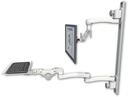 AccessMount™ Inverted Ultra 500 LCD mount on a 36" wall track with separate arms, a 12" paralink keyboard tray, and an 11" arm and 20" double-arm