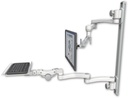AccessMount™ Inverted Ultra 500 LCD mount on a 36" wall track with separate arms, a 12" paralink keyboard tray, and two 20" double-arms