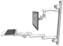 AccessMount™ Inverted Ultra 500 LCD mount on a 36" wall track with separate arms, a 12" flat paralink keyboard tray, and an 11" arm and 20" double-arm