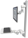 AccessMount™ Inverted Ultra 500 LCD mount on a 36" wall track with separate arms and a 12" flat paralink keyboard tray