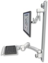 AccessMount™ Inverted Ultra 500 LCD mount on a 36" wall track with separate arms, a 12" keyboard tray, and a 20" double-arm