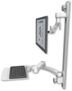 AccessMount™ Inverted Ultra 500 LCD mount on a 36" wall track with separate arms, a 12" flat keyboard tray, and a 20" double-arm